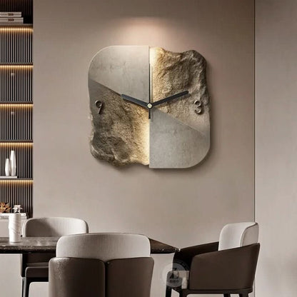 SandstoneElegance | Large Modern 3D Relief Silent Wall Clock 20-Inch 3