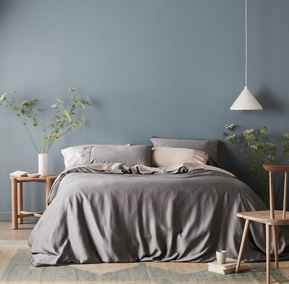 Soft Grey Bamboo Pillowcase Set with Anti Odor Protection