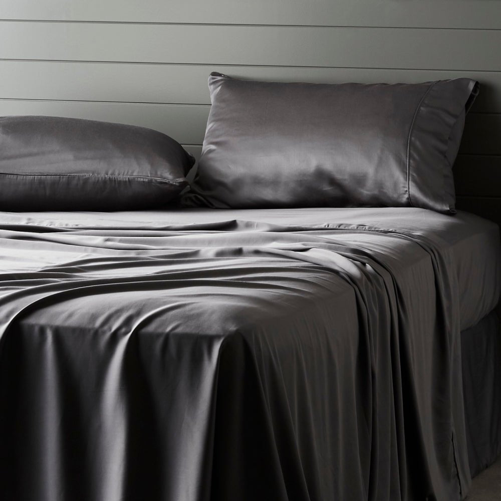 Soft Grey Bamboo Pillowcase Set with Anti Odor Protection
