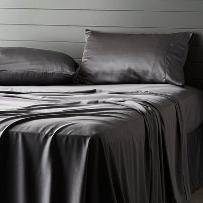 Soft Grey Bamboo Pillowcase Set with Anti Odor Protection