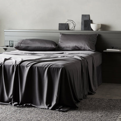 Soft Grey Breathable Bed Sheet Set With Germ Protection
