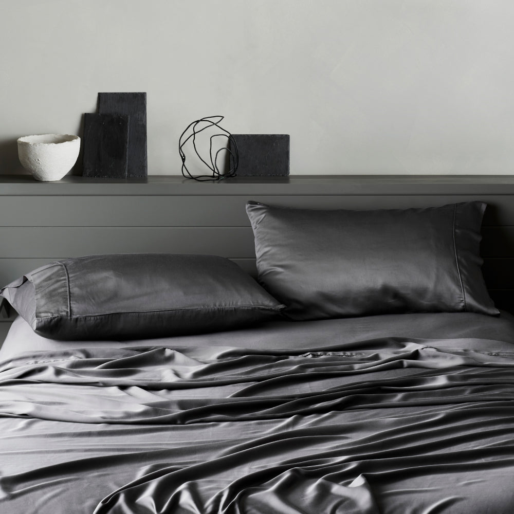 Soft Grey Breathable Bed Sheet Set With Germ Protection
