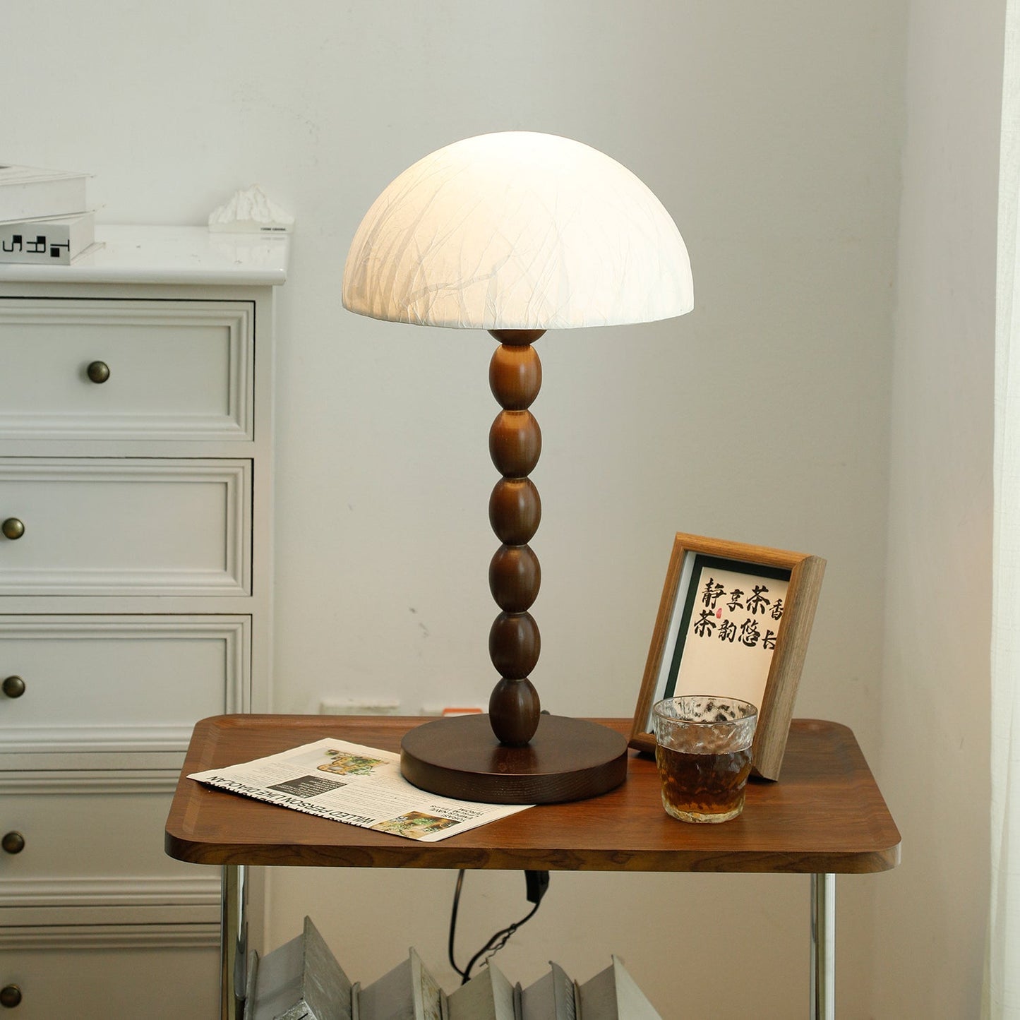 Natural Wood Asian Style Table Light - Lusomart
