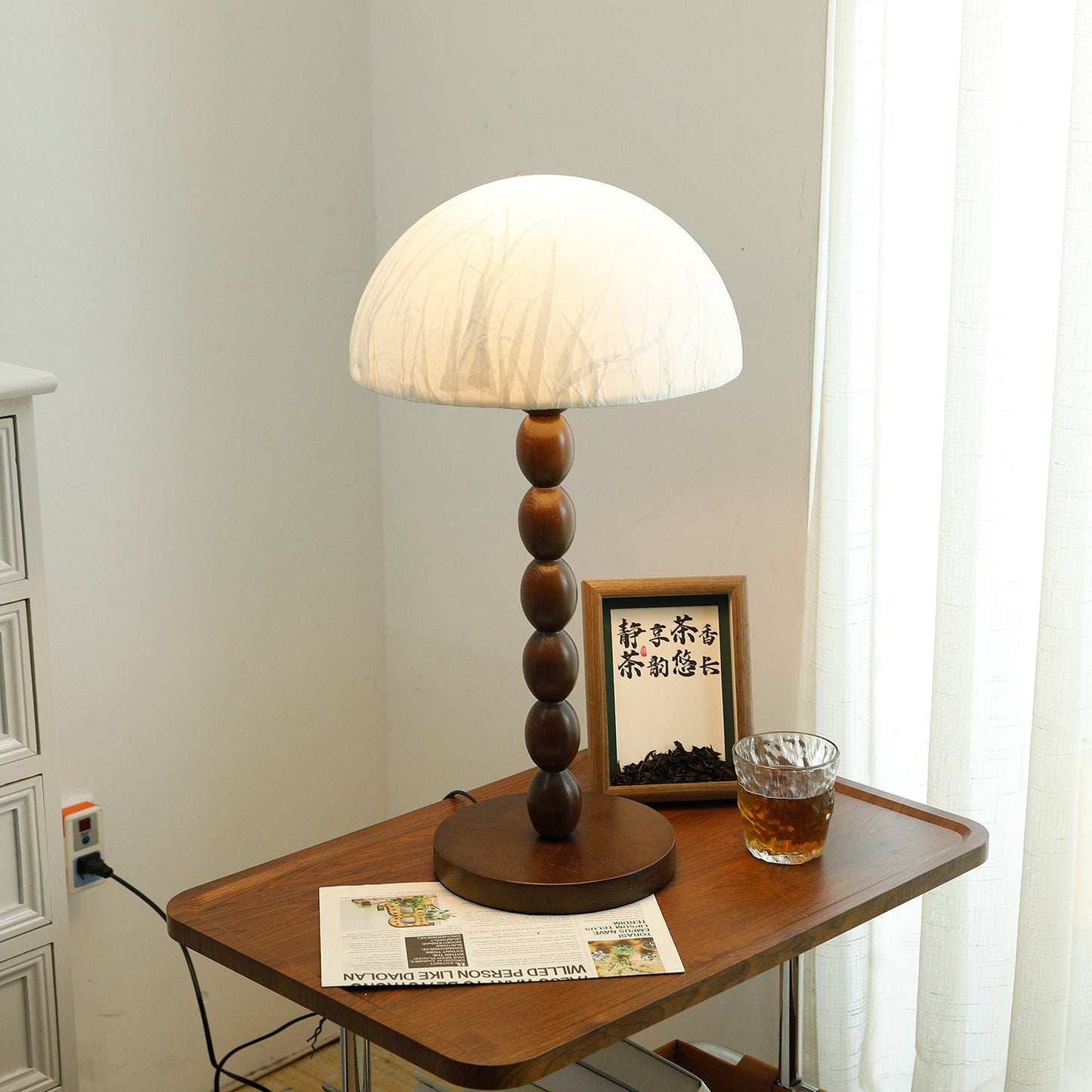 Natural Wood Asian Style Table Light