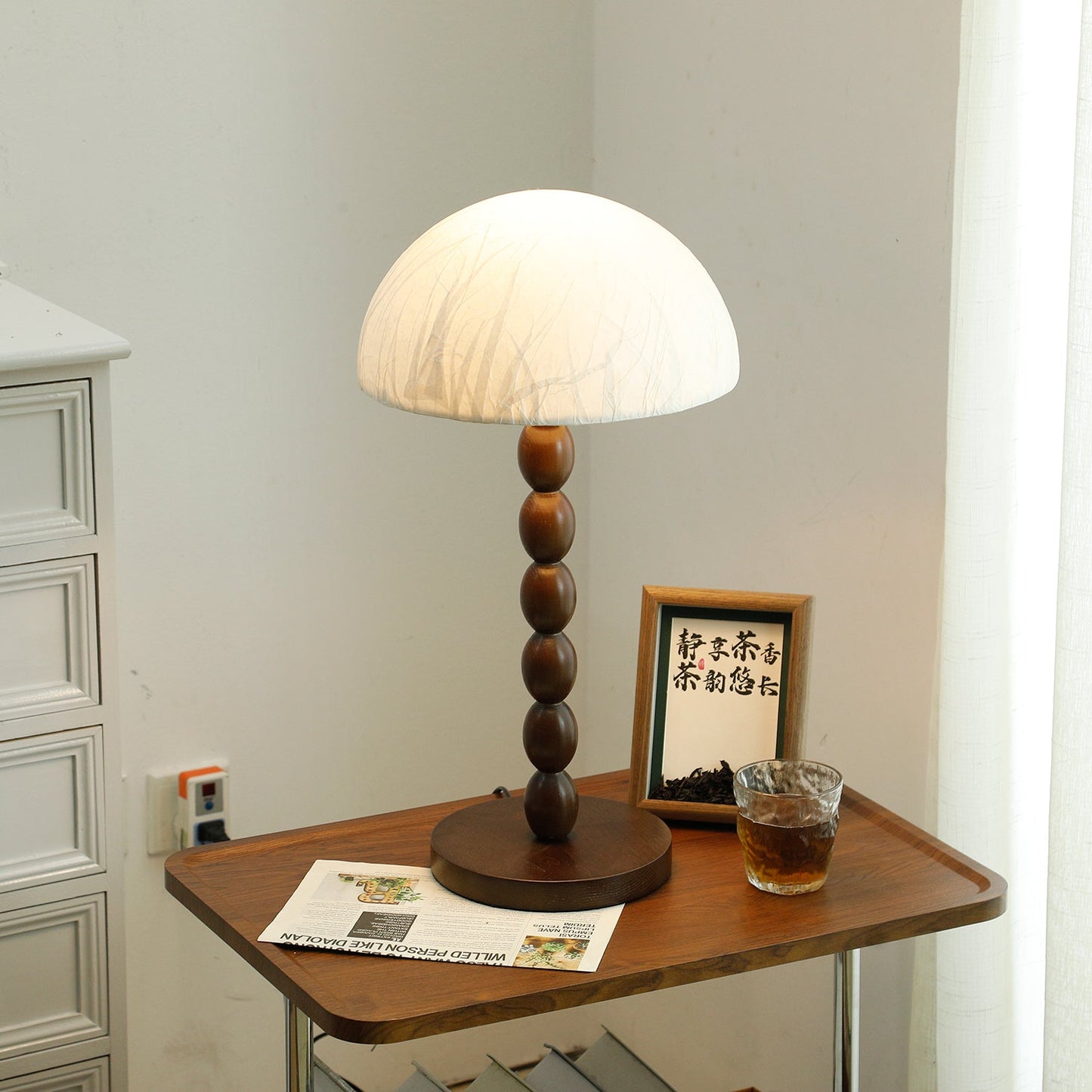Natural Wood Asian Style Table Light