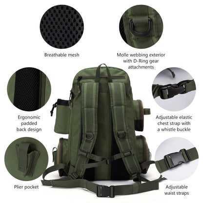 Waterproof Fishing Gear Backpack with Rod Holder