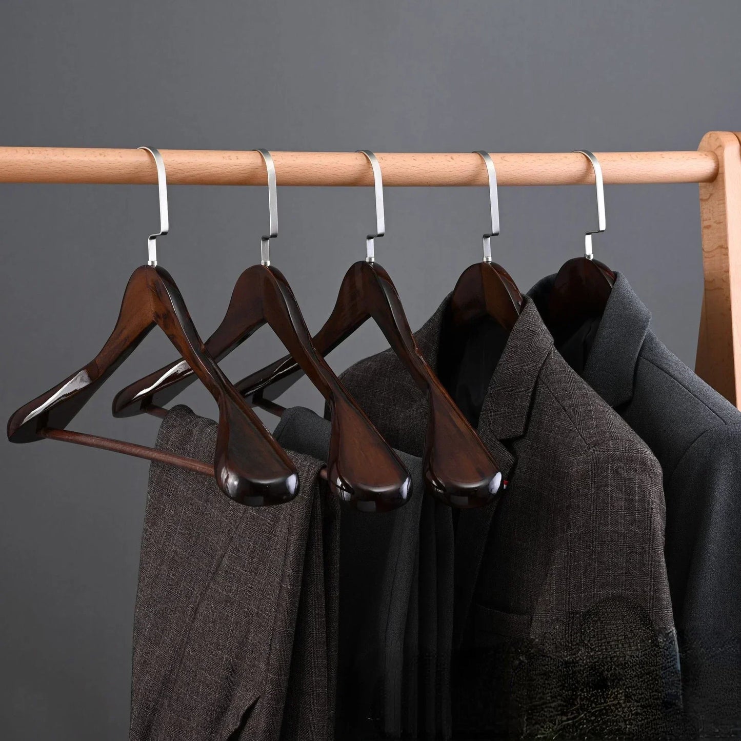 Strong Wooden Clothes Hangers With Metal Clips