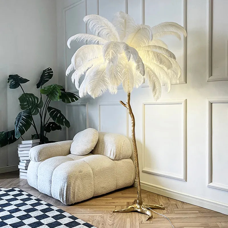 Luxury Copper Feather Standard Lamp - Lusomart