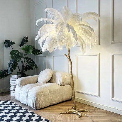 Luxury Copper Feather Standard Lamp - Lusomart