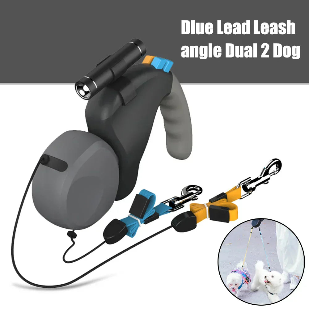 Dual Dog Retractable Walking Leash 360° Spin
