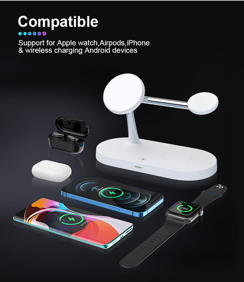 Compact 5-in-1 Phone Charging Dock with LED Nightlight