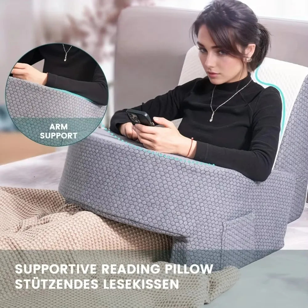 Comfortable Reading Pillow With Adjustable Arm Rest