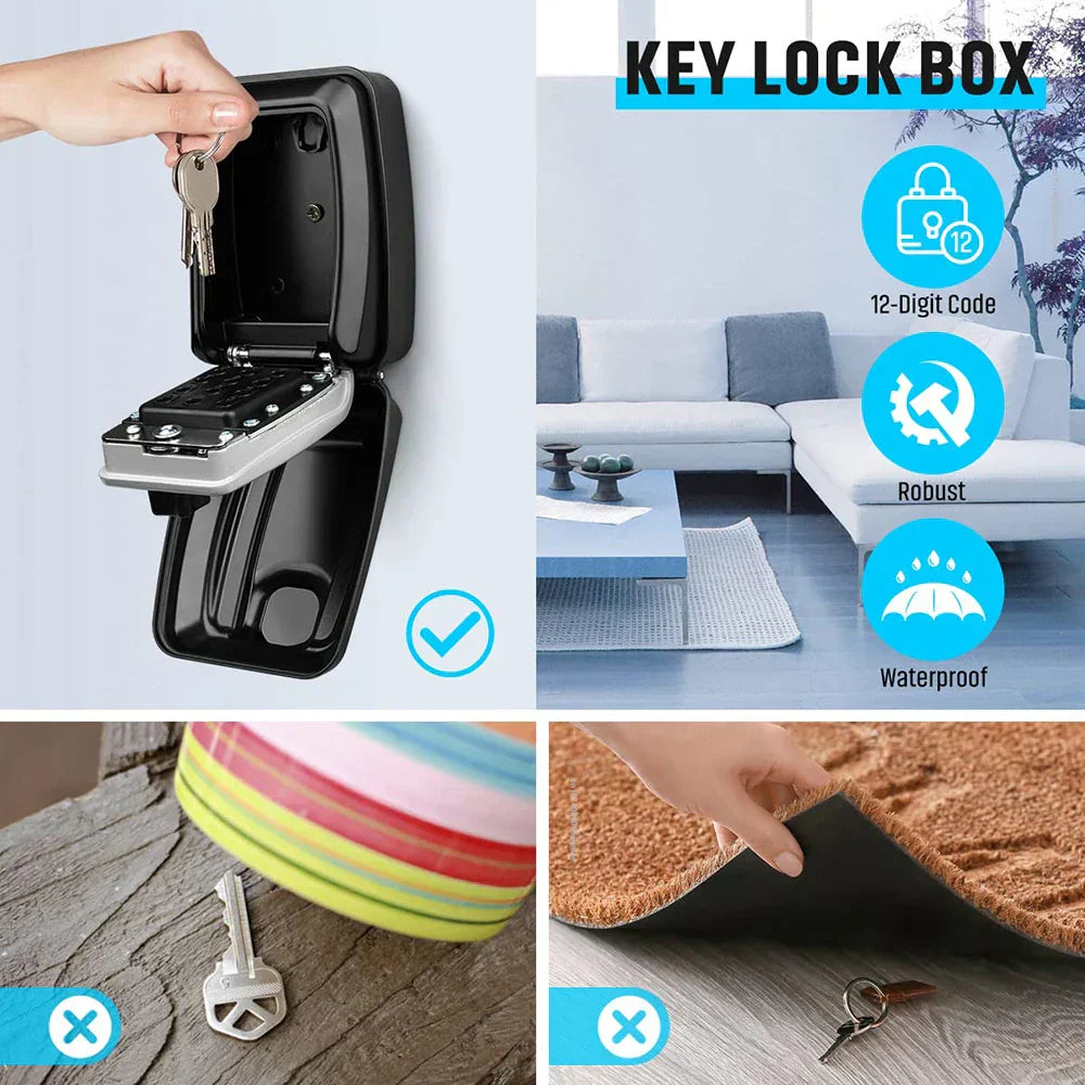 Secure Outdoor Wall Lock Box With Waterproof Cover
