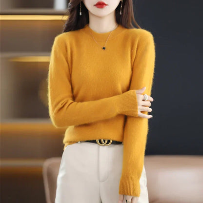 Soft Women's Cashmere Crew Neck Slim Fit Sweater