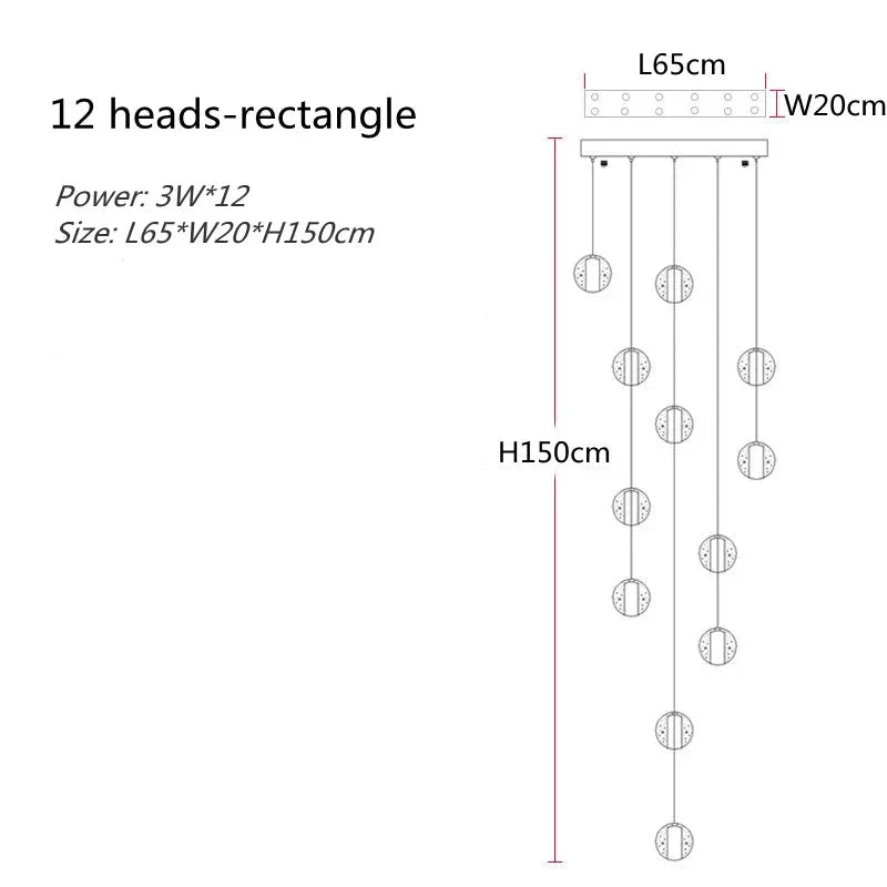 Luxury Crystal Pendant Light with Metal Frame