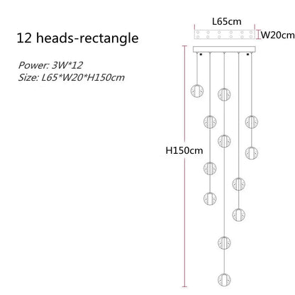 Luxury Crystal Pendant Light with Metal Frame
