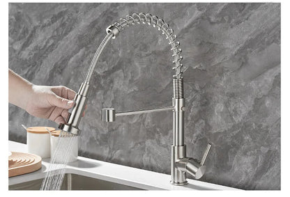 Luxury 2 Handle Kitchen Faucet In Black And Gold