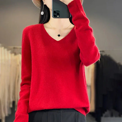 Soft Australian Merino Wool V-Neck Sweater