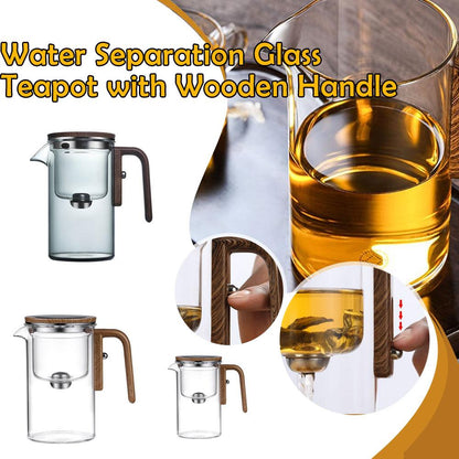 Clear Glass Teapot With Infuser And Wood Grip
