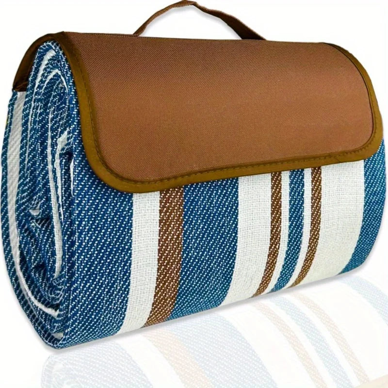 1pc Picnic Blanket Double Layer Outdoor Waterproof Convenience Mat Tote Bag Spring Summer Camping Ideal for the Beach-2