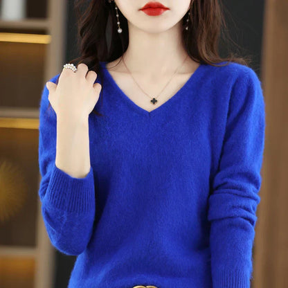 Soft Cashmere V Neck Women's Slim Fit Sweater