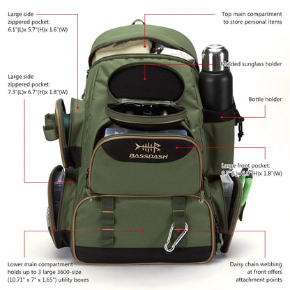 Waterproof Fishing Gear Backpack with Rod Holder