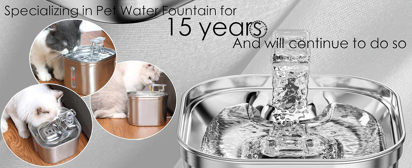 Pet Stainless Steel Automatic Cat Water Fountain