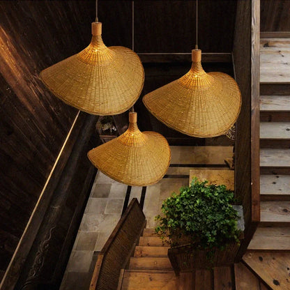 Natural Bamboo Hanging Lamp Handmade Asian Style