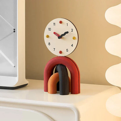 Modern Minimalist Arc Table Clock Two Tone Finish