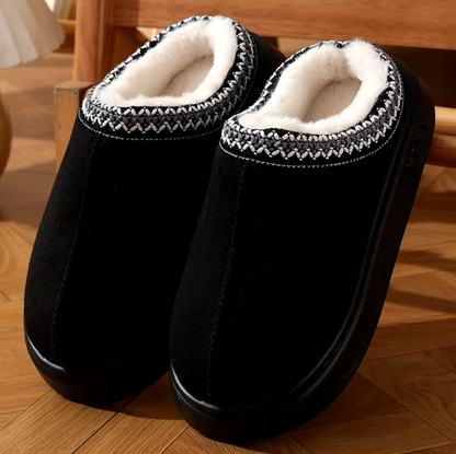 Cozy Fleece-Lined Sheepskin Slippers for Home Wear