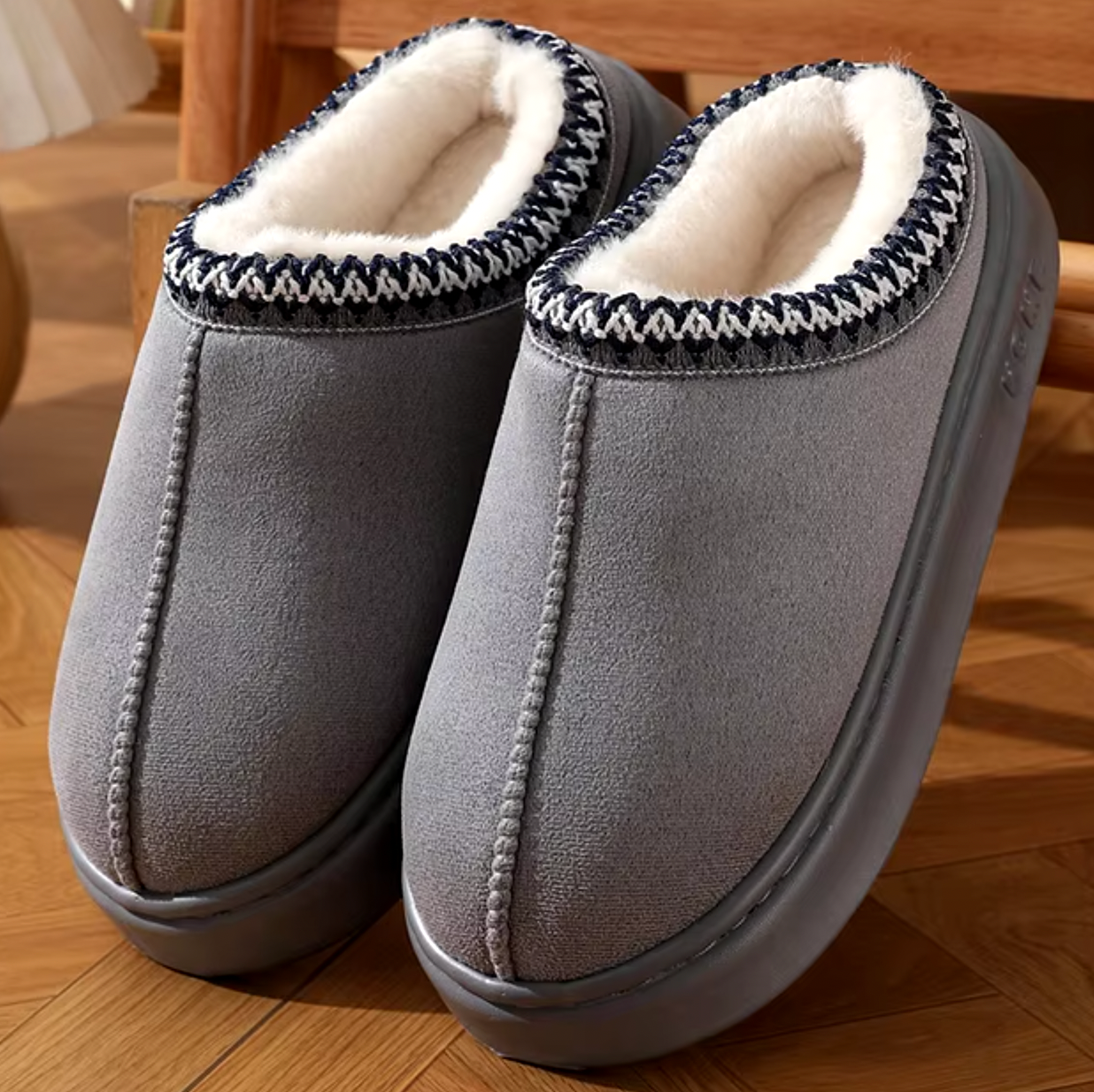 Cozy Fleece-Lined Sheepskin Slippers for Home Wear