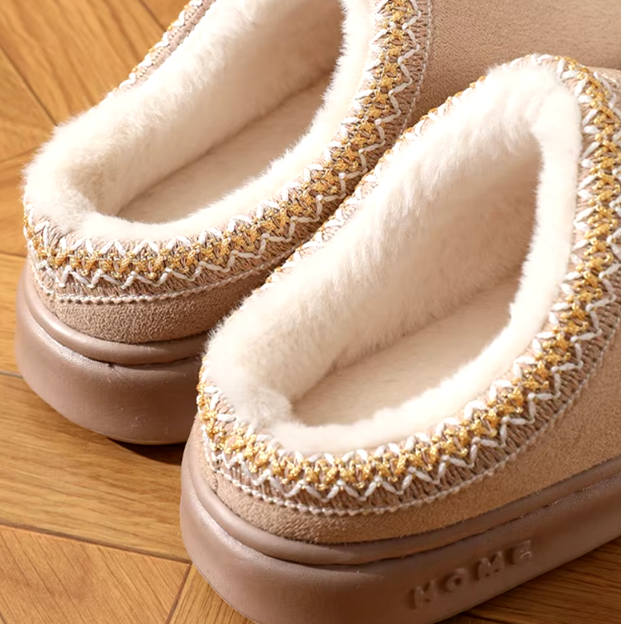 Cozy Fleece-Lined Sheepskin Slippers for Home Wear