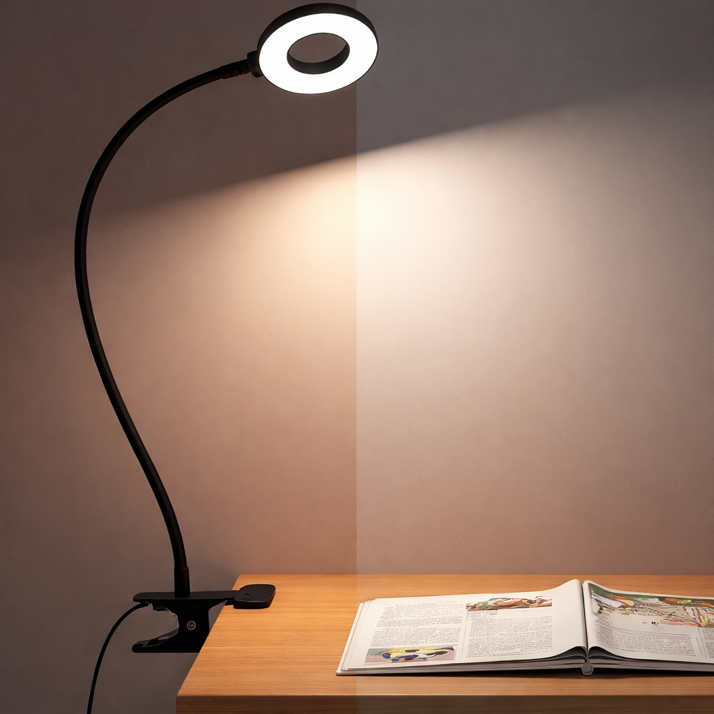 Adjustable Table Lamp with Flexible Arm and LED Light