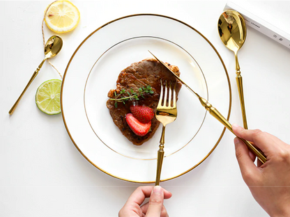 Luxurious Gold Plated Dinnerware Set With Ornate Handles