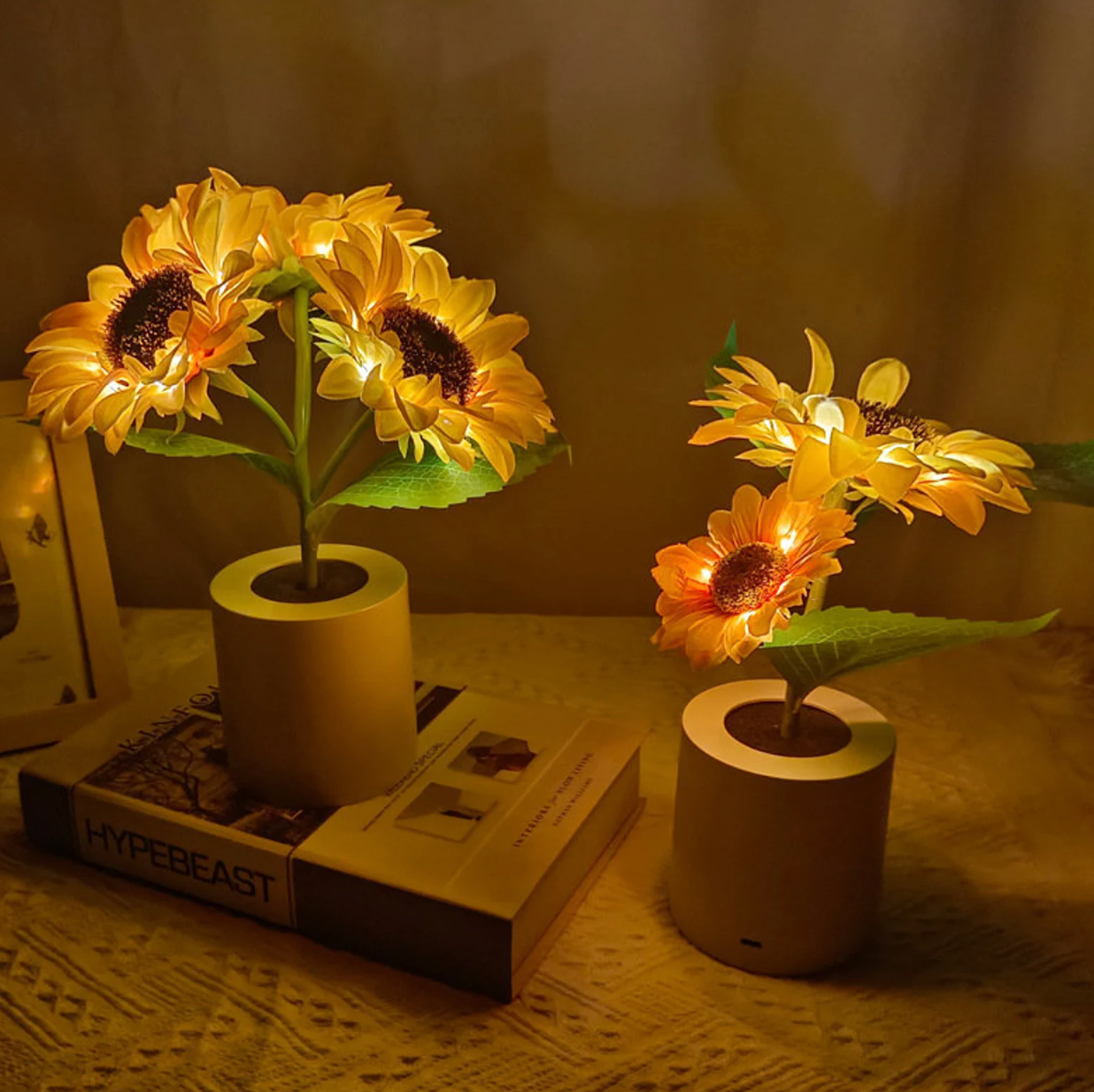 Bright Floral Table Lamp with Rechargeable Light - Lusomart