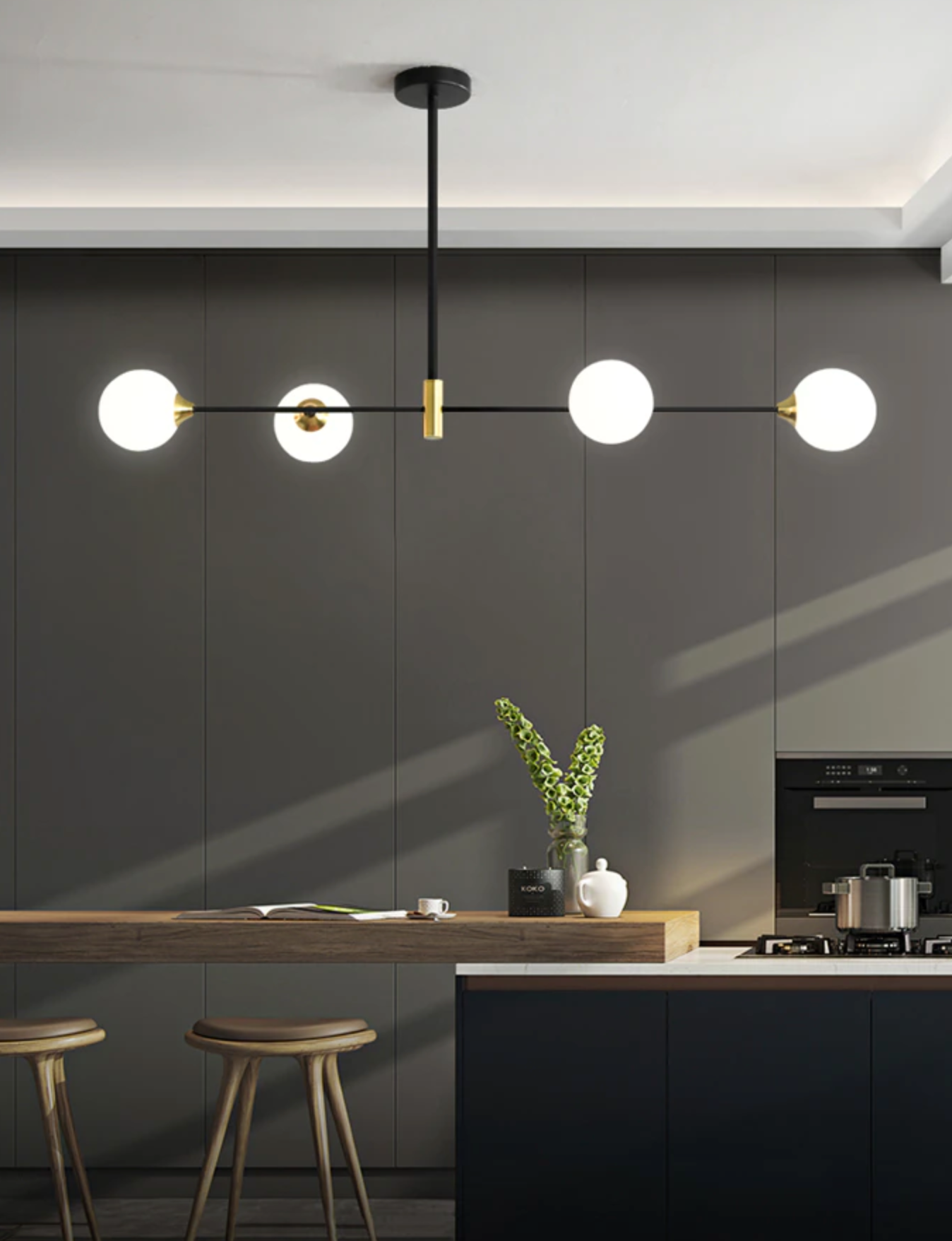Sleek Glass Globe Pendant Light With LED Bulbs