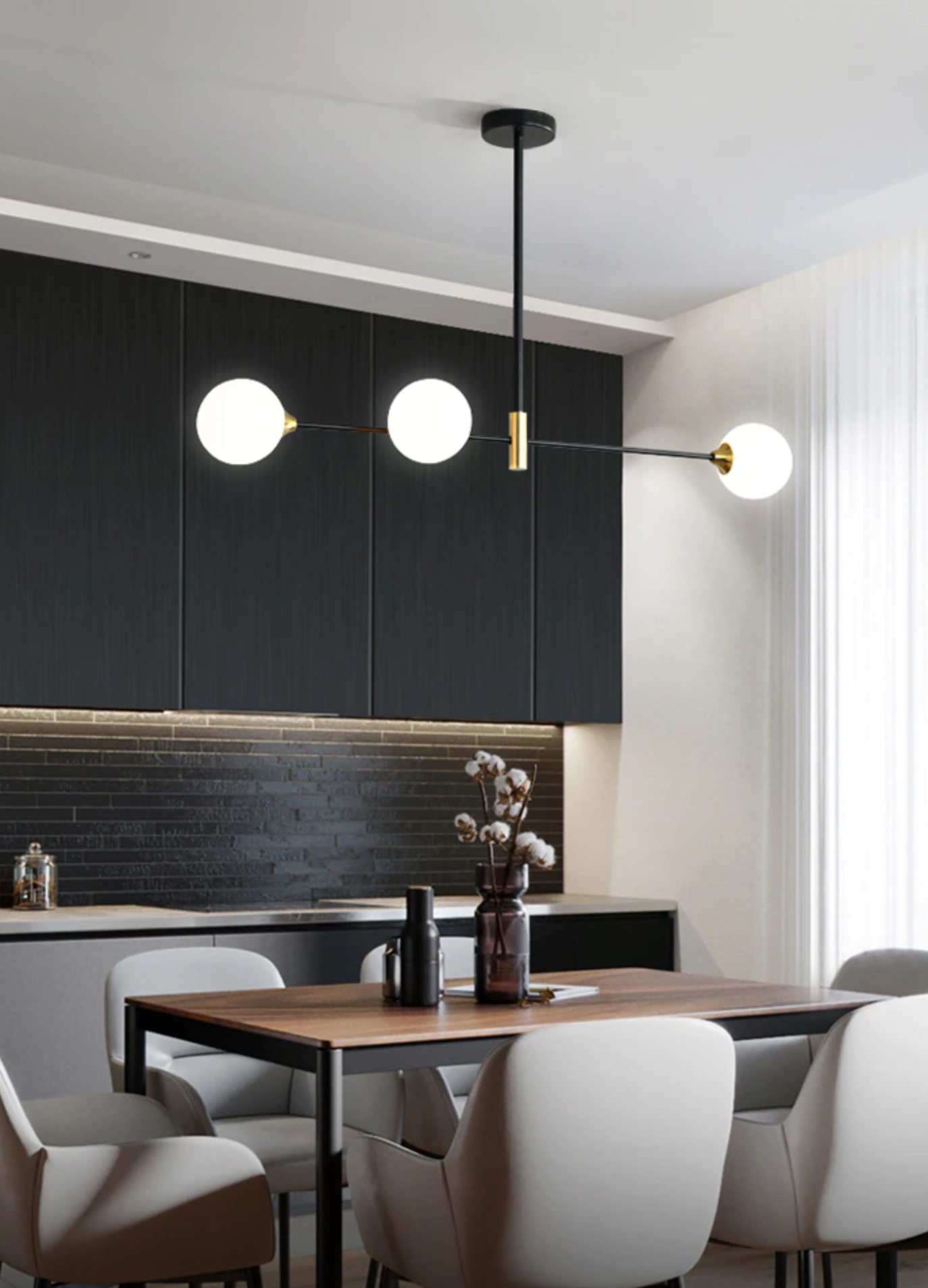 Sleek Glass Globe Pendant Light With LED Bulbs