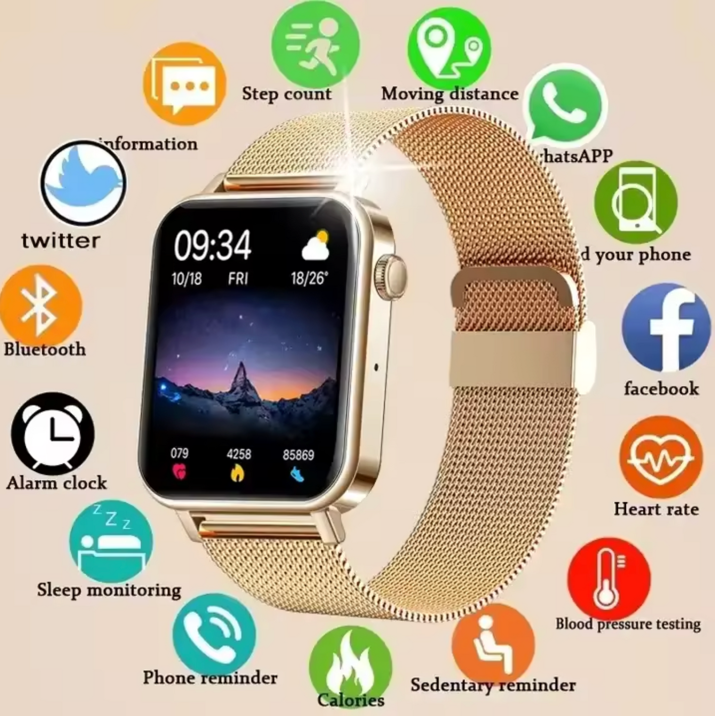 Slim Ladies Smart Watch With Key Functions