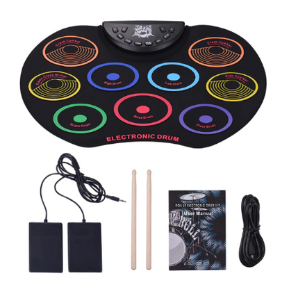 Compact 9-Pad Electronic Drum Set USB Powered