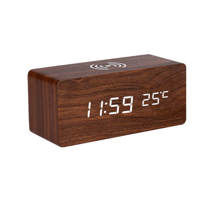 Smart LED Digital Clock With Wireless Charging And Temperature Display