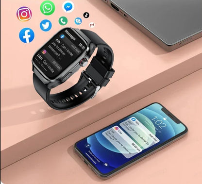 Smart Health Watch with Blood Sugar and ECG Monitor