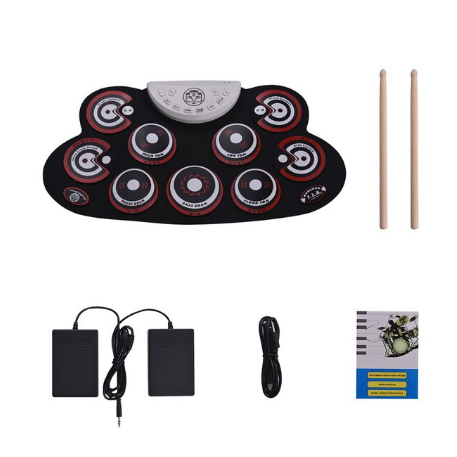 Compact 9-Pad Electronic Drum Set USB Powered