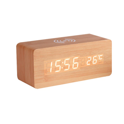 Smart LED Digital Clock With Wireless Charging And Temperature Display