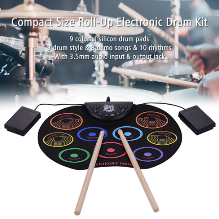 Compact 9-Pad Electronic Drum Set USB Powered