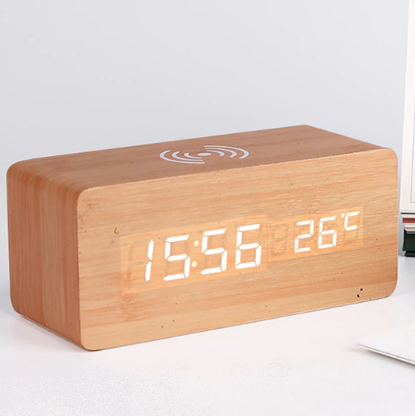 Smart LED Digital Clock With Wireless Charging And Temperature Display - Lusomart
