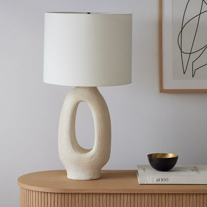 Warm LED Desk Lamp with Creamy Fabric Shade - Lusomart