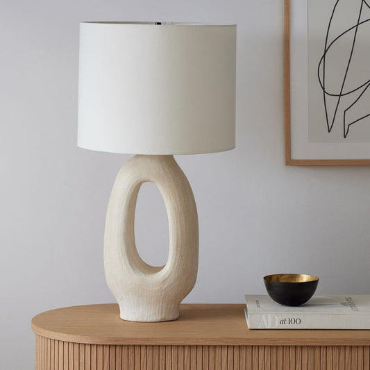 Warm LED Desk Lamp with Creamy Fabric Shade - Lusomart