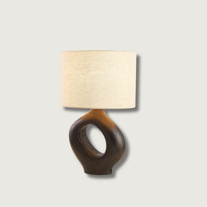 SculptGlow – Resin Table Lamp with Soft Linen Shade 1