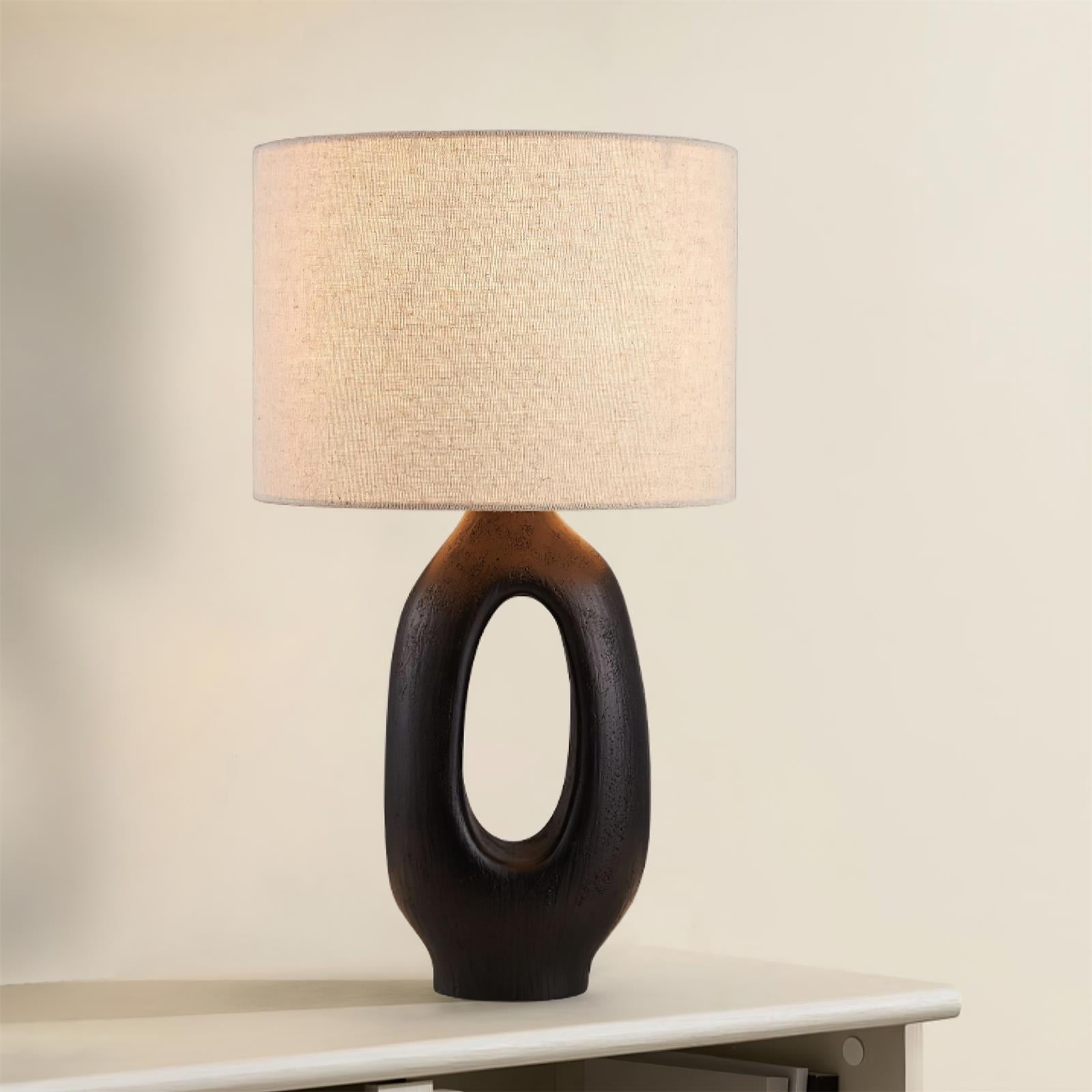 SculptGlow – Resin Table Lamp with Soft Linen Shade 6