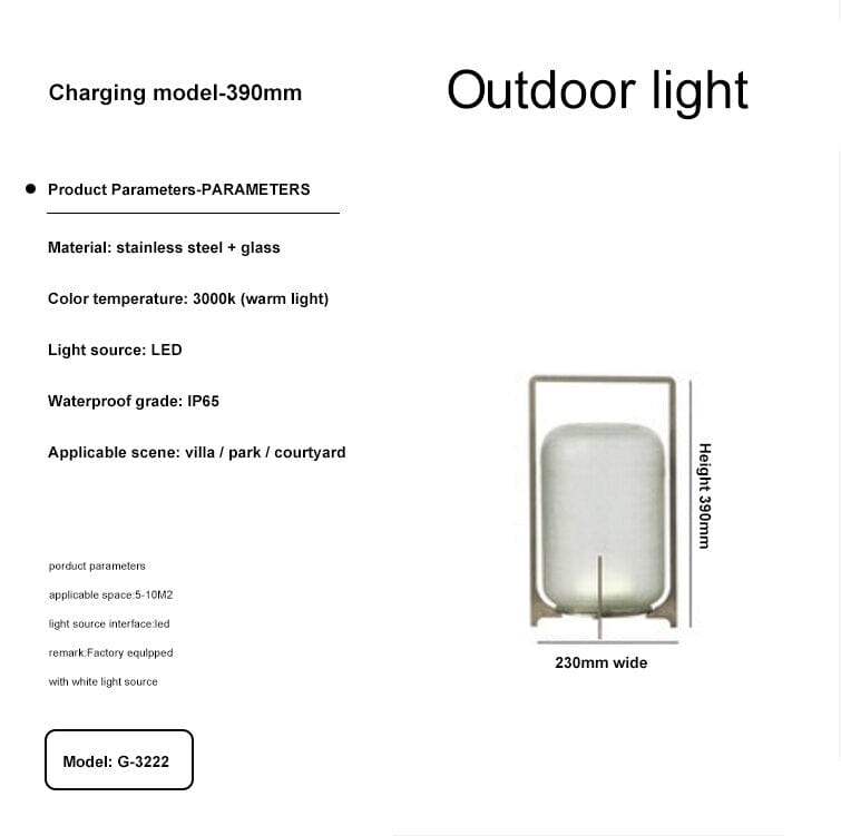 Outdoor Patio Lights Waterproof Steel And Glass
